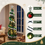 155cm Pre-Decorated Pop-Up Christmas Tree with 50 Warm White LEDs - Illuminated Night-Time Outdoor Display View