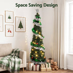 155cm Pre-Decorated Pop-Up Christmas Tree with 50 Warm White LEDs - Close-Up Weatherproof & LED Detail