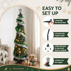 155cm Pre-Decorated Pop-Up Christmas Tree with 50 Warm White LEDs - Australian Backyard & Living Room Lifestyle View