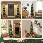 155cm Pre-Decorated Pop-Up Christmas Tree with 50 Warm White LEDs - Complete Package Contents & Accessories