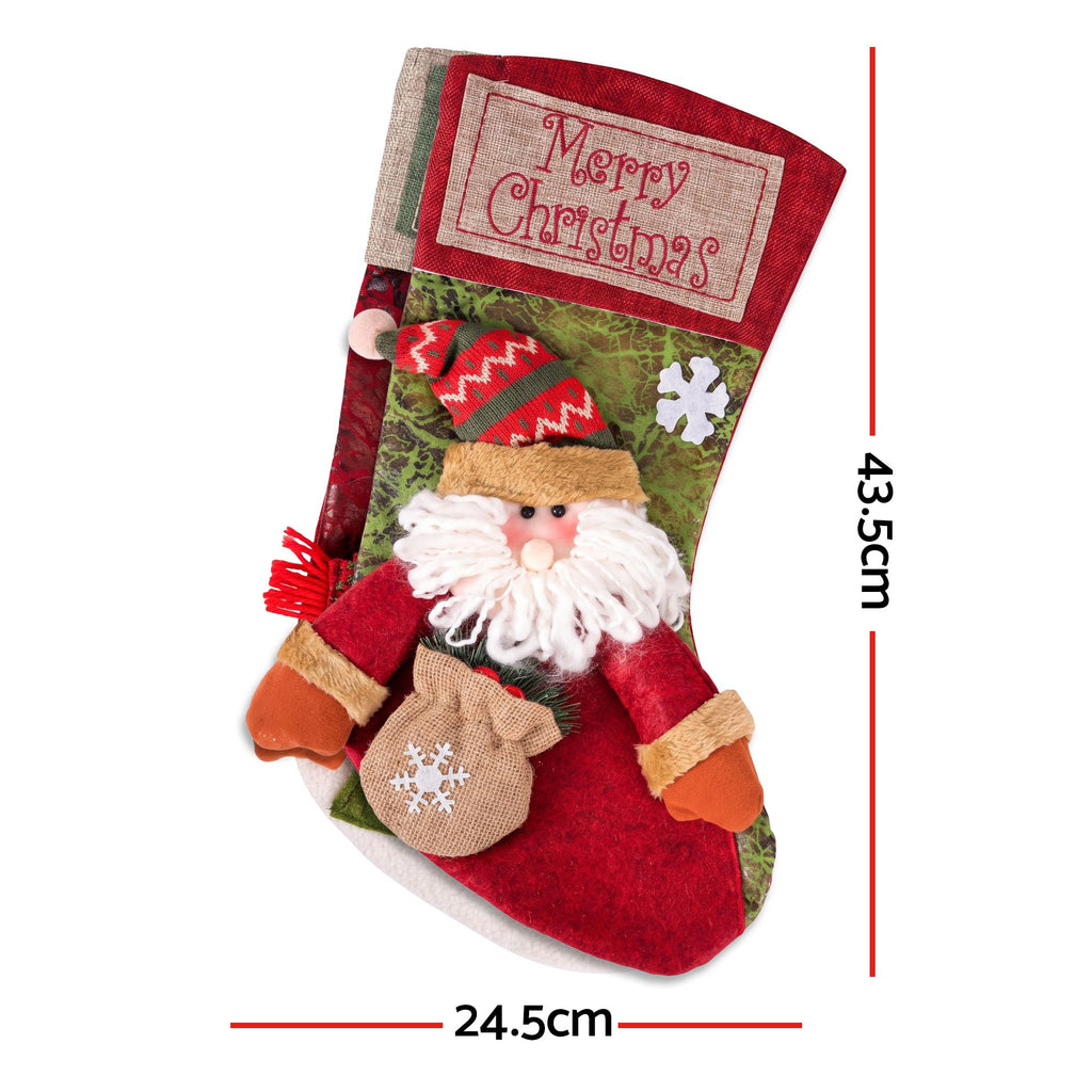 2-Pack Large 43.5cm 3D Plush Santa & Snowman Christmas Stockings - Australian Garden & Living Room Lifestyle Setup | Jolly Wonderland Australia