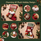 2-Pack Large 43.5cm 3D Plush Santa & Snowman Christmas Stockings - Full Dimensions & Size Reference Diagram | Jolly Wonderland Australia