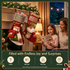2-Pack Large 43.5cm 3D Plush Santa & Snowman Christmas Stockings - Complete Package Contents & Accessories View | Jolly Wonderland Australia