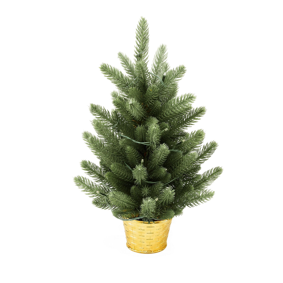 45cm Pre-Lit Mini Tabletop Christmas Tree with Gold Pot Base (20 LEDs) - Australian Garden & Living Room Lifestyle Setup | Jolly Wonderland Australia