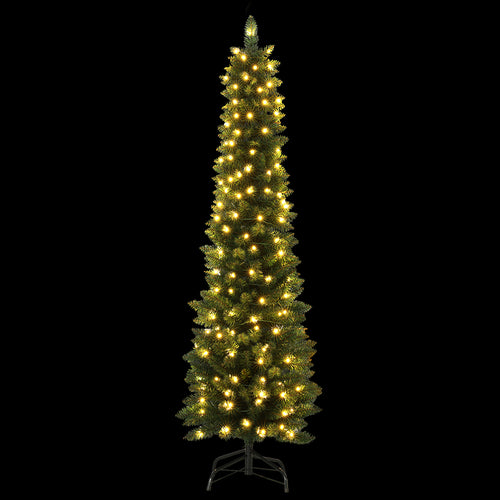 1.8m 6ft Pre-Lit Slim Pencil Christmas Tree 200 Warm White LEDs - Main Studio Product View - Jolly Wonderland Australia