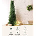 1.8m 6ft Pre-Lit Slim Pencil Christmas Tree 200 Warm White LEDs - Dimensions & Size Guide Diagram