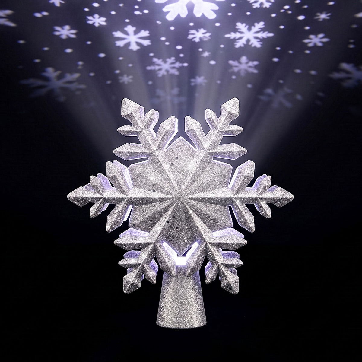 360° Rotating Snowflake LED Projector Christmas Tree Star Topper - Front Main Product View | Jolly Wonderland Australia