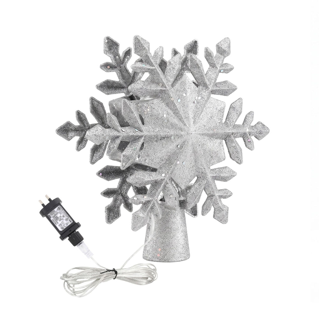360° Rotating Snowflake LED Projector Christmas Tree Star Topper - Australian Garden & Living Room Lifestyle Setup | Jolly Wonderland Australia