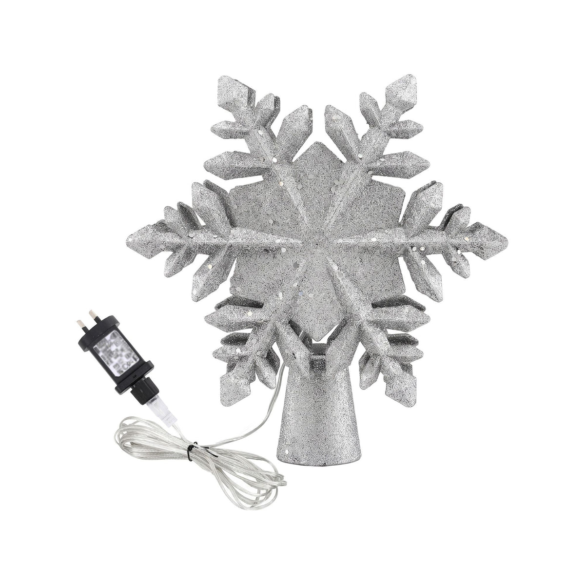 360° Rotating Snowflake LED Projector Christmas Tree Star Topper - Close-Up Material & LED Detail View | Jolly Wonderland Australia