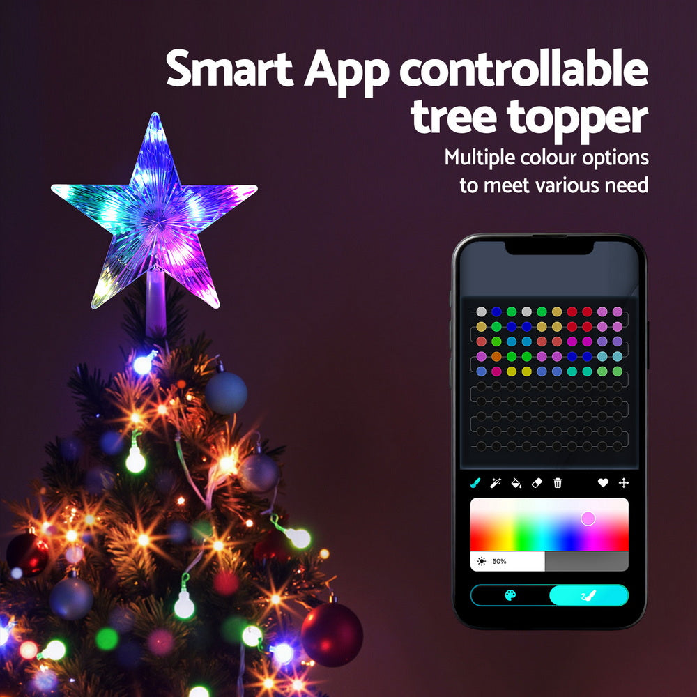 App-Controlled RGB LED Christmas Tree Star Topper (80 Modes) - Close-Up Material & LED Detail View | Jolly Wonderland Australia
