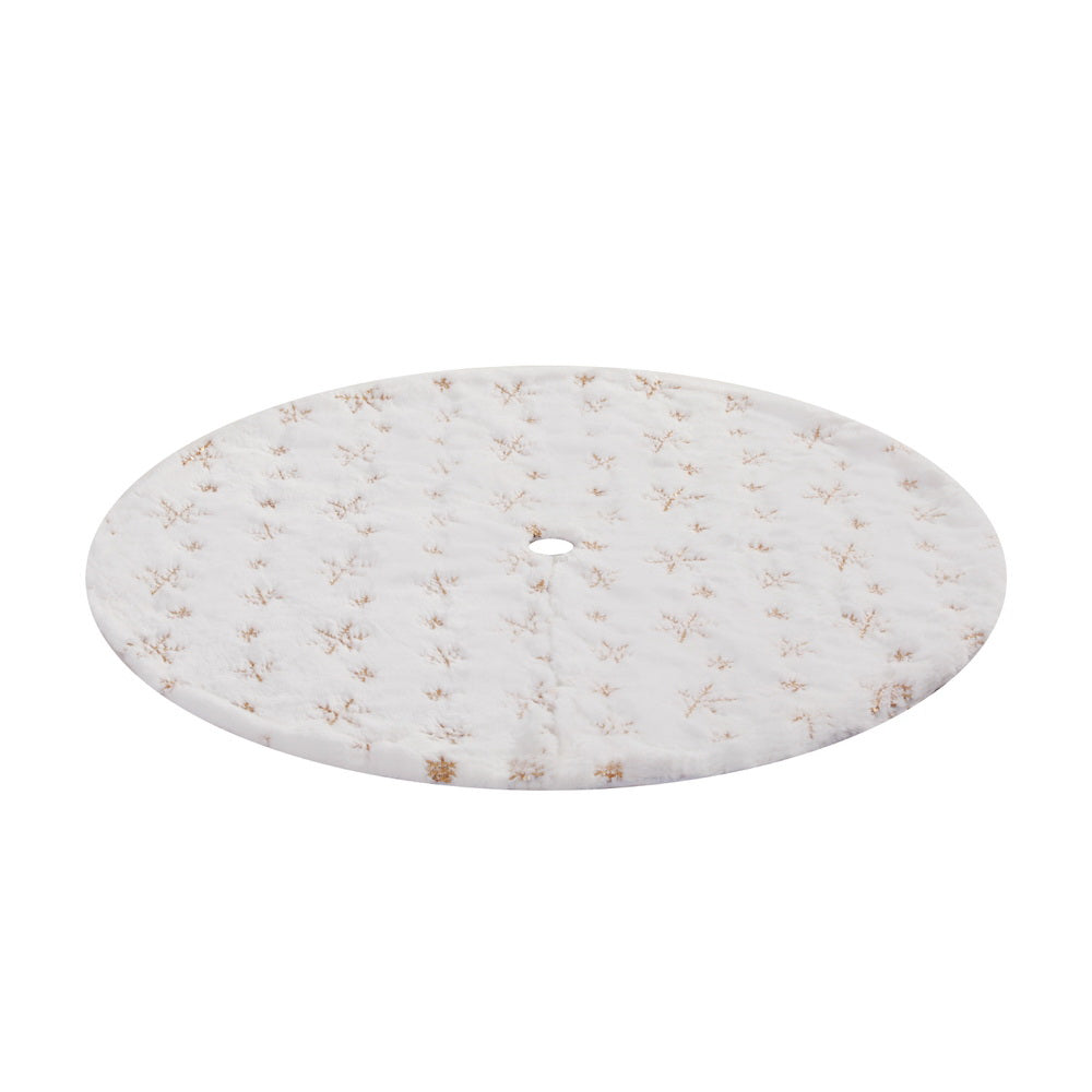 90cm Luxury Sequin Snowflake Plush Christmas Tree Skirt Mat - Australian Garden & Living Room Lifestyle Setup | Jolly Wonderland Australia