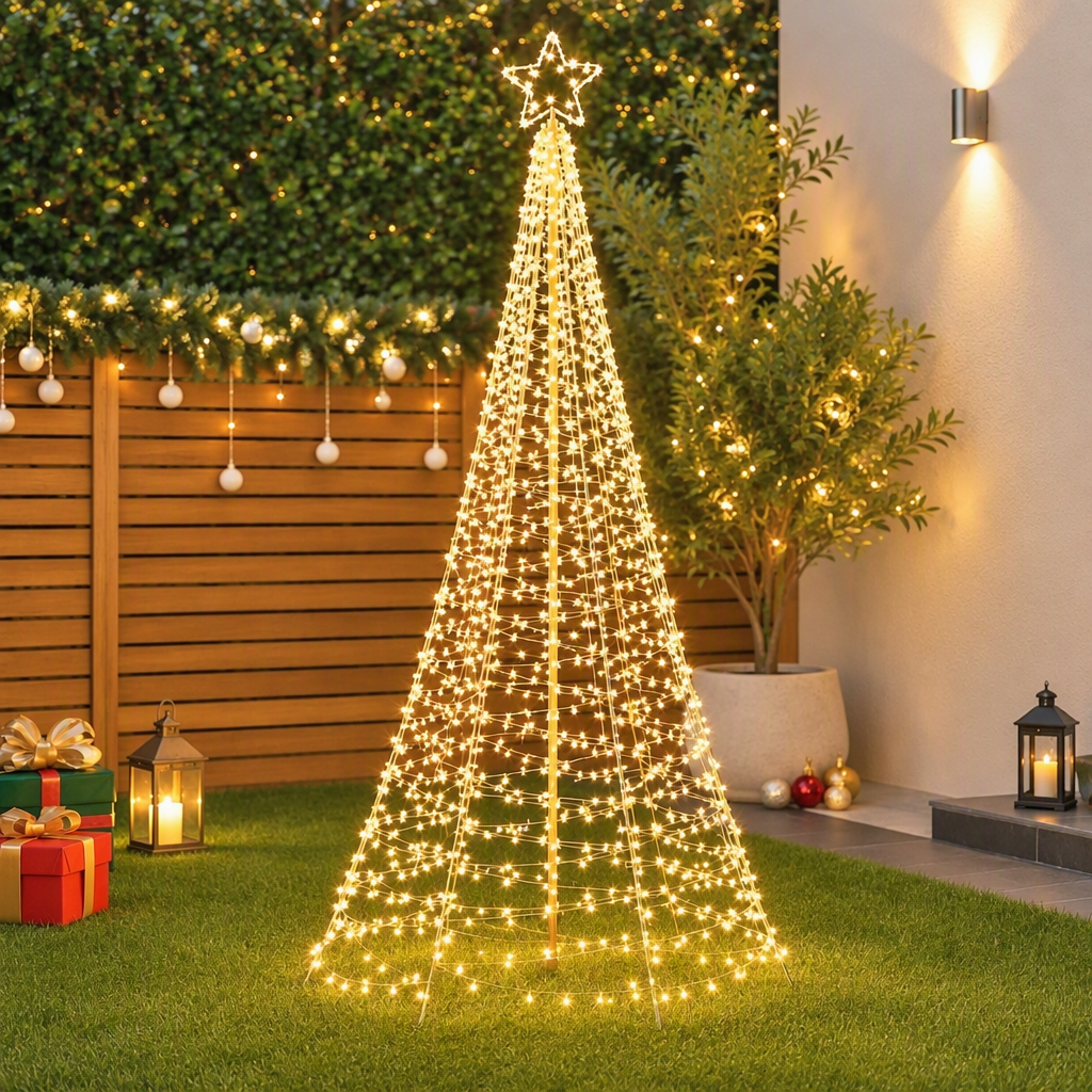 3.6m 12ft Solar LED Flagpole Outdoor Christmas Tree 800 Warm White LEDs - Main Studio Product View - Jolly Wonderland Australia