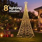 3.6m 12ft Solar LED Flagpole Outdoor Christmas Tree 800 Warm White LEDs - Dimensions & Size Guide Diagram