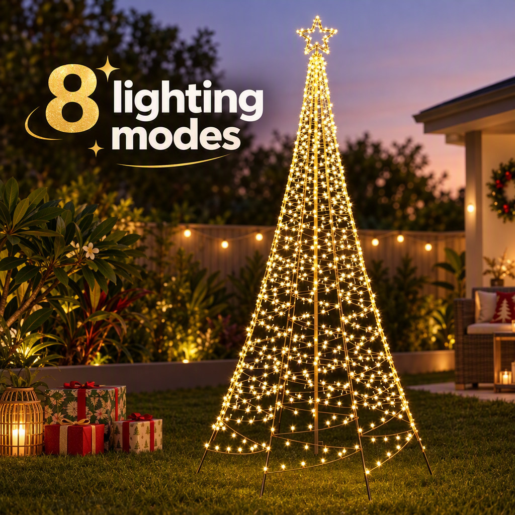 3.6m 12ft Solar LED Flagpole Outdoor Christmas Tree 800 Warm White LEDs - Dimensions & Size Guide Diagram