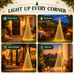 3.6m 12ft Solar LED Flagpole Outdoor Christmas Tree 800 Warm White LEDs - Close-Up Weatherproof & LED Detail