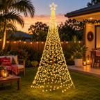 3.6m 12ft Solar LED Flagpole Outdoor Christmas Tree 800 Warm White LEDs - Australian Backyard & Living Room Lifestyle View