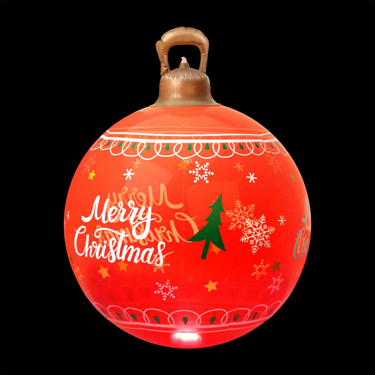 60cm Giant LED Illuminated Outdoor Christmas Inflatable Bauble (Red) - Night-Time LED Illumination Glow View | Jolly Wonderland Australia