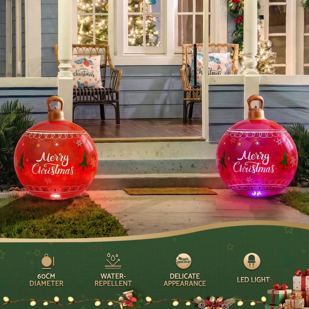 60cm Giant LED Illuminated Outdoor Christmas Inflatable Bauble (Red) - Complete Package Contents & Accessories View | Jolly Wonderland Australia