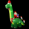 3.8m (13ft) Colossal Santa Dinosaur & Snowman LED Christmas Inflatable - Front Main Product View | Jolly Wonderland Australia