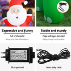 3.8m (13ft) Colossal Santa Dinosaur & Snowman LED Christmas Inflatable - Full Dimensions & Size Reference Diagram | Jolly Wonderland Australia