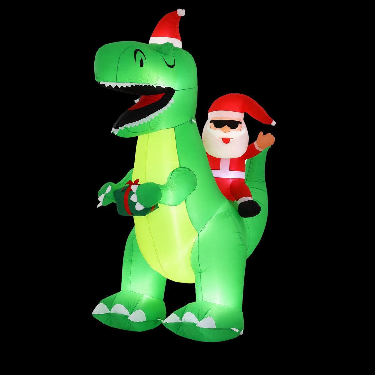 2.5m Giant Christmas T-Rex Dinosaur LED Yard Inflatable - Main Studio Product View - Jolly Wonderland Australia
