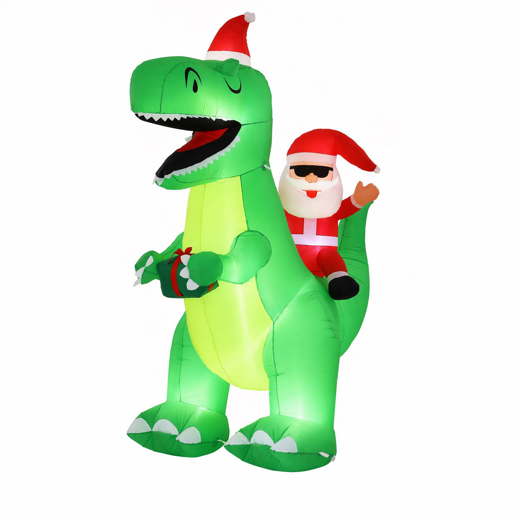 2.5m Giant Christmas T-Rex Dinosaur LED Yard Inflatable - Close-Up Weatherproof & LED Detail