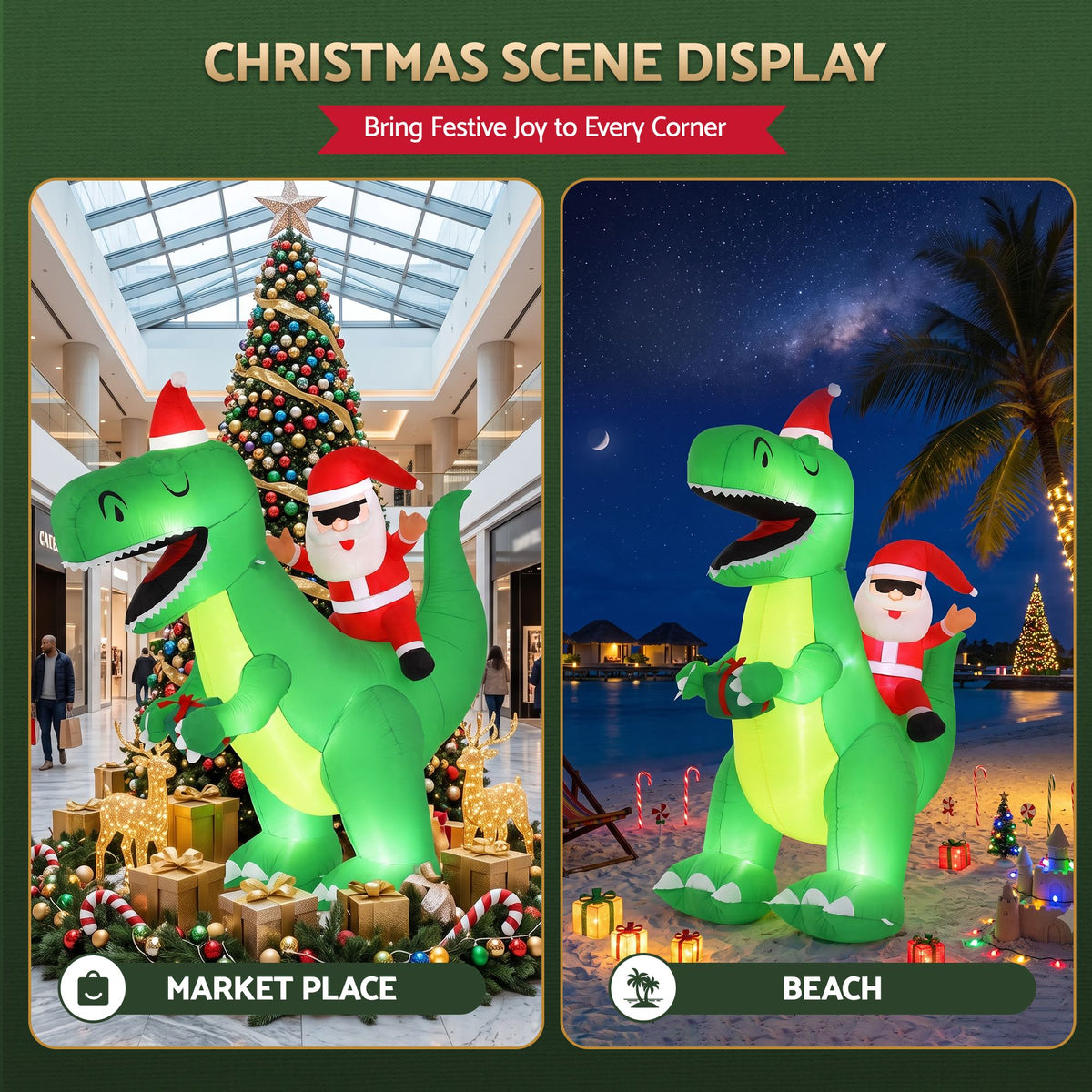 2.5m Giant Christmas T-Rex Dinosaur LED Yard Inflatable - Complete Package Contents & Accessories