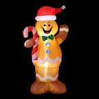 1.5m (5ft) LED Gingerbread Man & Candy Cane Christmas Inflatable - Close-Up Material & LED Detail View | Jolly Wonderland Australia