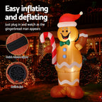 1.5m (5ft) LED Gingerbread Man & Candy Cane Christmas Inflatable - Complete Package Contents & Accessories View | Jolly Wonderland Australia