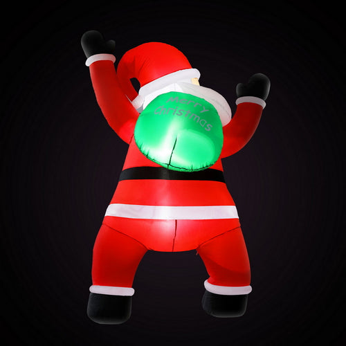 1.9m Climbing Santa LED Outdoor Christmas Inflatable Display - Illuminated Night-Time Outdoor Display View