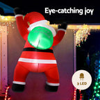 1.9m Climbing Santa LED Outdoor Christmas Inflatable Display - Close-Up Weatherproof & LED Detail