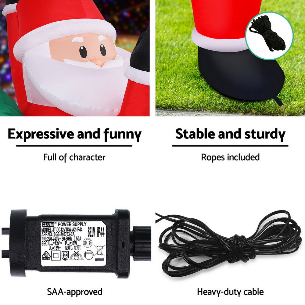 1.9m Climbing Santa LED Outdoor Christmas Inflatable Display - Complete Package Contents & Accessories