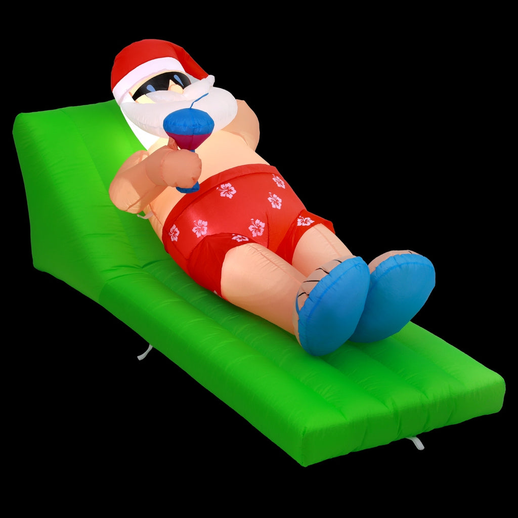 1.8m Aussie Summer Beach Santa LED Christmas Inflatable - Main Studio Product View - Jolly Wonderland Australia