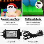 1.8m Aussie Summer Beach Santa LED Christmas Inflatable - Australian Backyard & Living Room Lifestyle View