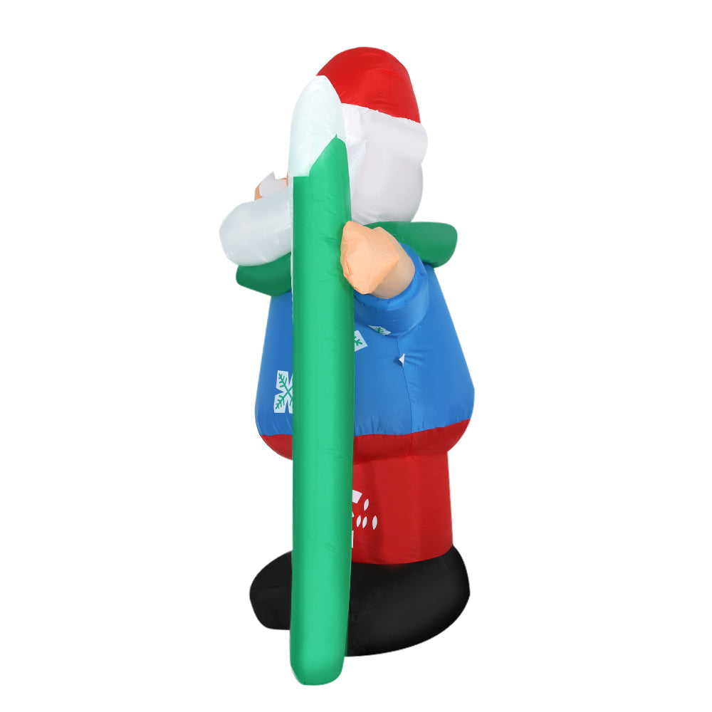 1.6m (5ft) Illuminated LED Santa Claus Outdoor Christmas Inflatable - Close-Up Material & LED Detail View | Jolly Wonderland Australia