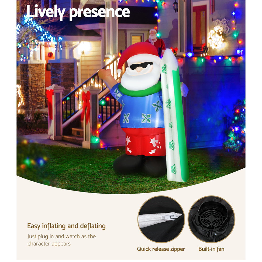 1.6m (5ft) Illuminated LED Santa Claus Outdoor Christmas Inflatable - Full Dimensions & Size Reference Diagram | Jolly Wonderland Australia