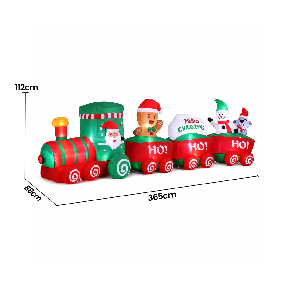 3.6m 12ft Giant Santa Express Train LED Christmas Lawn Inflatable - Illuminated Night-Time Outdoor Display View