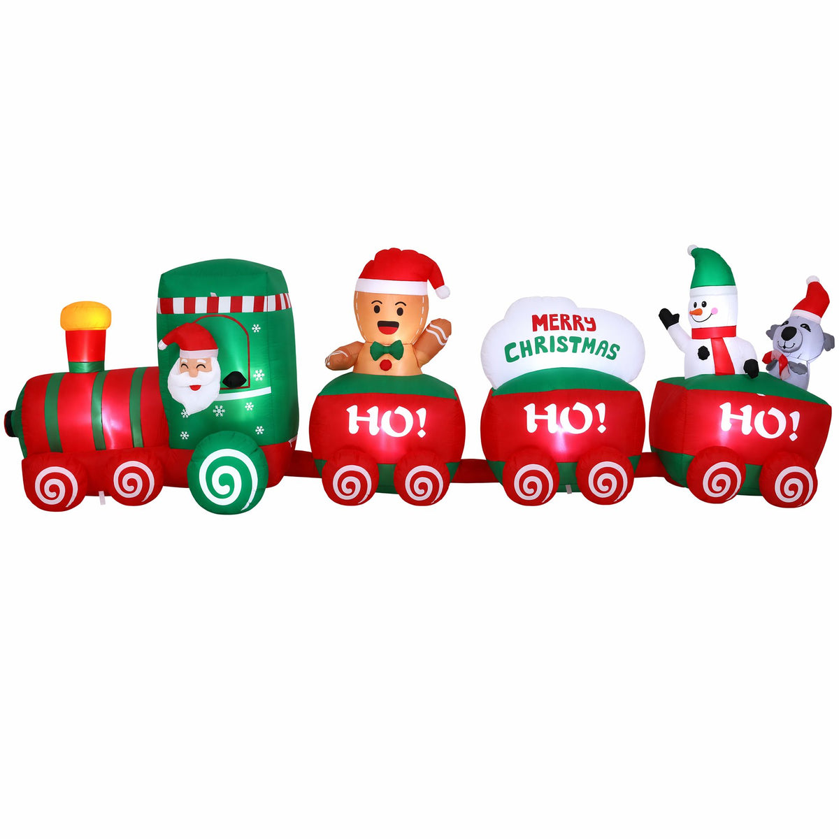 3.6m 12ft Giant Santa Express Train LED Christmas Lawn Inflatable - Close-Up Weatherproof & LED Detail