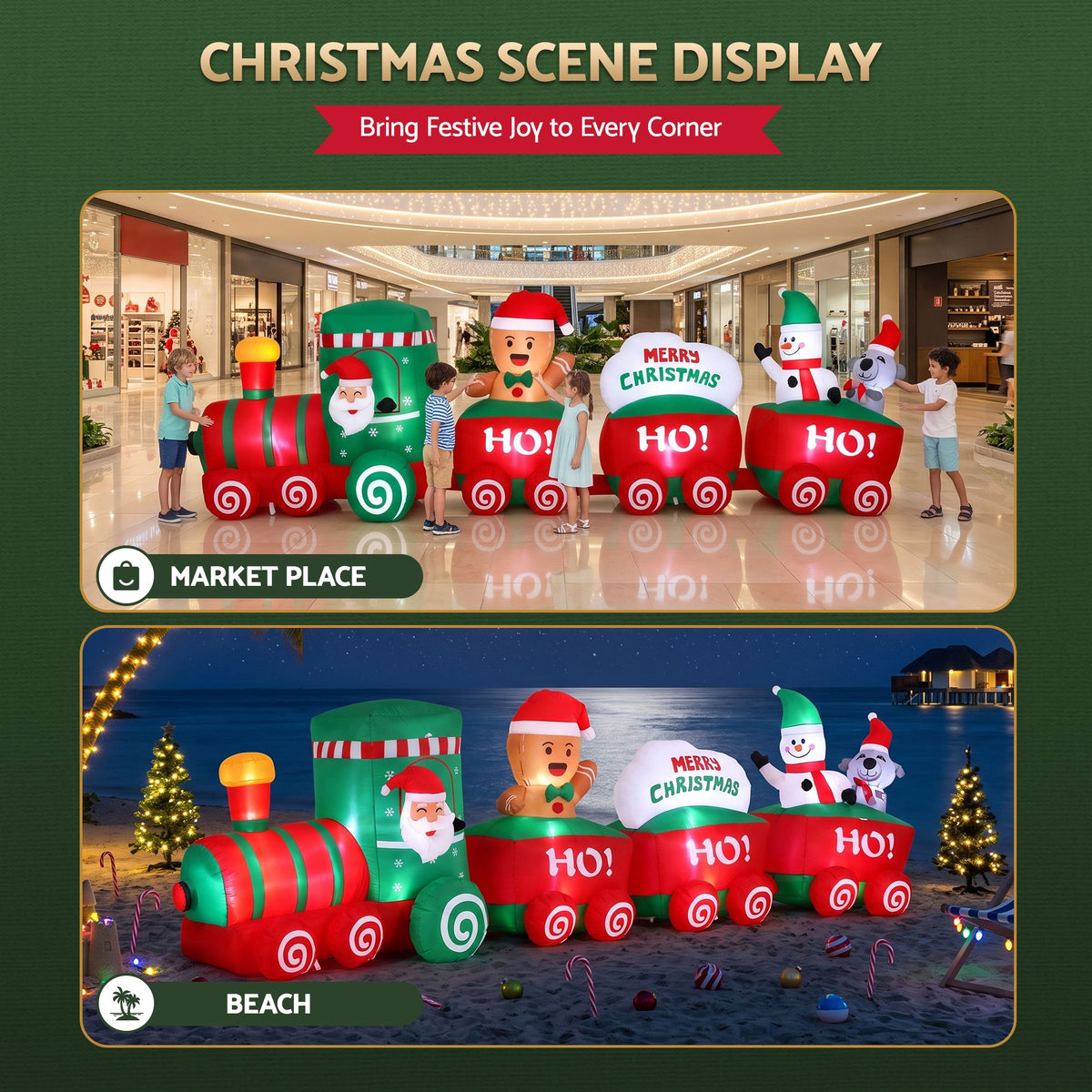 3.6m 12ft Giant Santa Express Train LED Christmas Lawn Inflatable - Complete Package Contents & Accessories