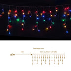 12.5m 500-LED Solar Christmas Icicle Lights Multi-Colour - Illuminated Night-Time Outdoor Display View