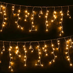 12.5m 500-LED Solar Christmas Icicle Lights Warm White - Main Studio Product View - Jolly Wonderland Australia