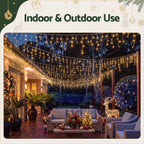 12.5m 500-LED Solar Christmas Icicle Lights Warm White - Complete Package Contents & Accessories