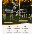 2-Piece Solar 3D Christmas Reindeer Family LED Motif Display - Dimensions & Size Guide Diagram