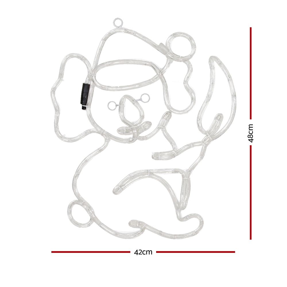 2-Piece Aussie Koala Christmas LED Rope Light Yard Motif - Dimensions & Size Guide Diagram