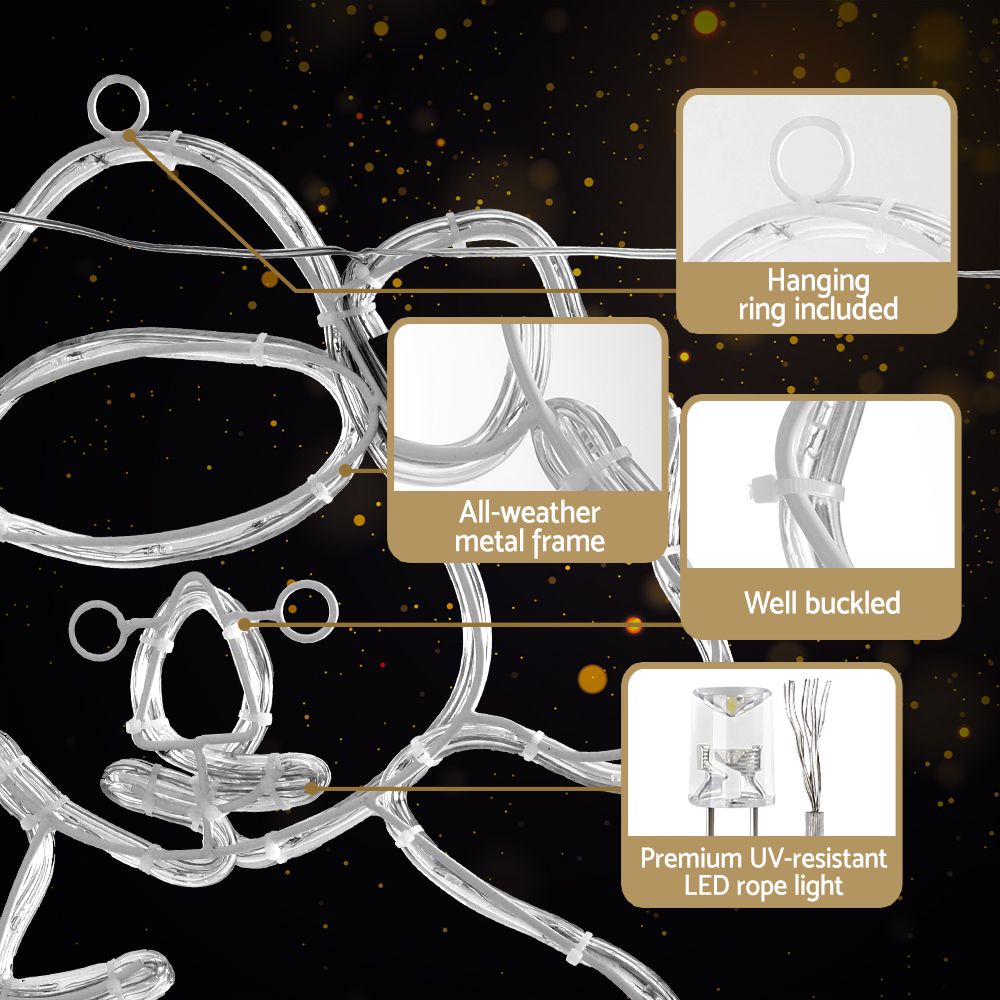 2-Piece Aussie Koala Christmas LED Rope Light Yard Motif - Complete Package Contents & Accessories