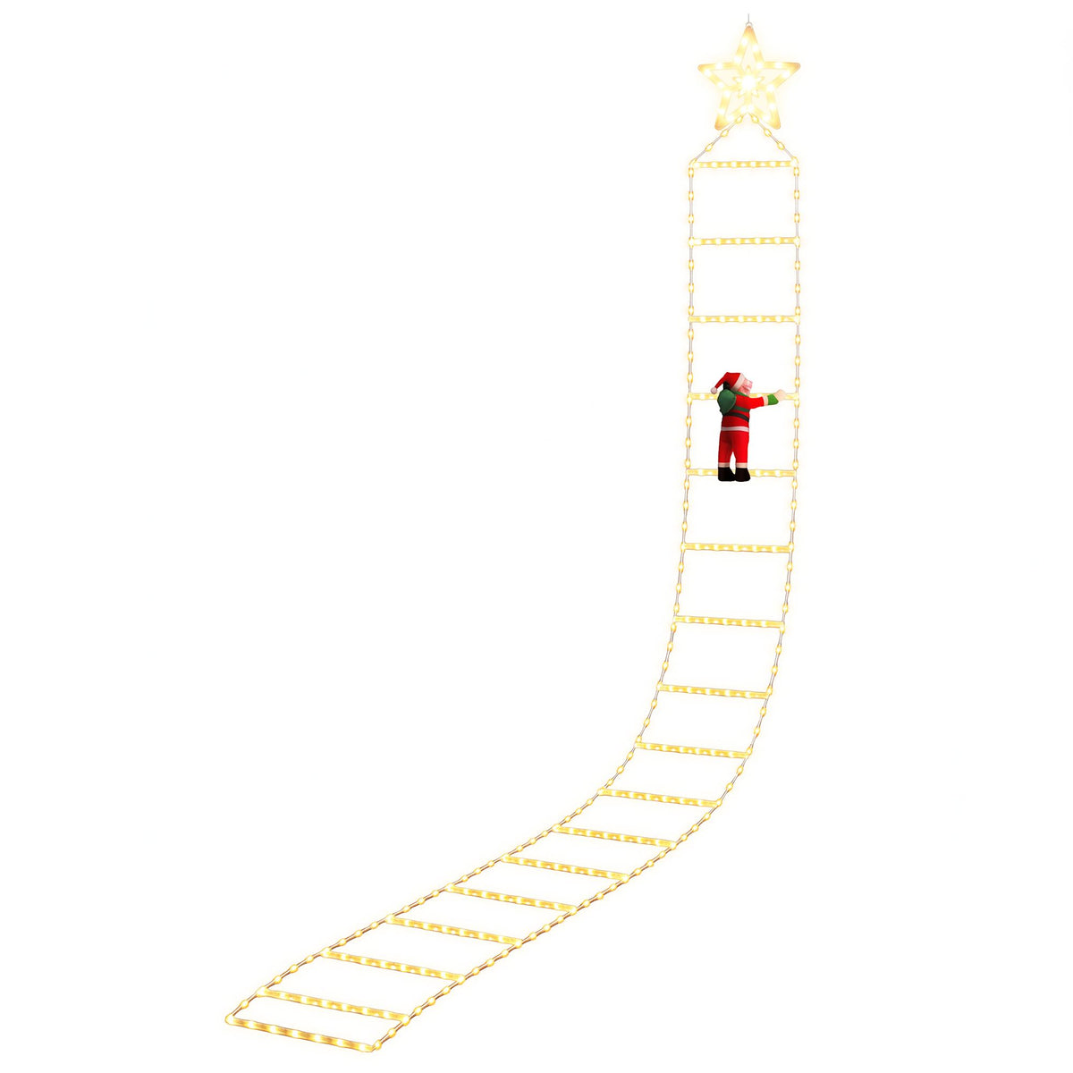 3.4m Climbing Santa Rope Ladder Christmas Lights 328 Warm White LEDs - Close-Up Weatherproof & LED Detail