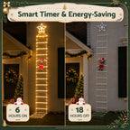 3.4m Climbing Santa Rope Ladder Christmas Lights 328 Warm White LEDs - Australian Backyard & Living Room Lifestyle View