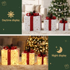 3-Piece Pre-Lit LED Woven Christmas Gift Boxes Set (48 Warm LEDs) - Australian Garden & Living Room Lifestyle Setup | Jolly Wonderland Australia