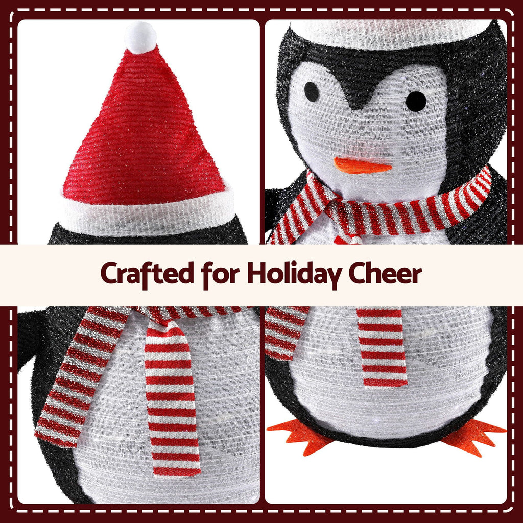 70cm Pop-Up 3D LED Christmas Penguin Display (45 LEDs, 8 Modes) - Full Dimensions & Size Reference Diagram | Jolly Wonderland Australia