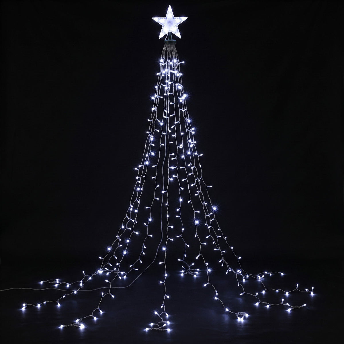2.5m Star Topper Waterfall Christmas Tree Fairy Lights (300 LEDs) - Front Main Product View | Jolly Wonderland Australia